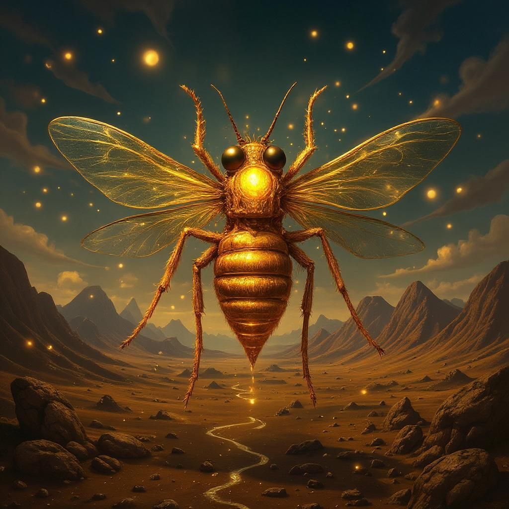 Insect in cosmic dreamscape