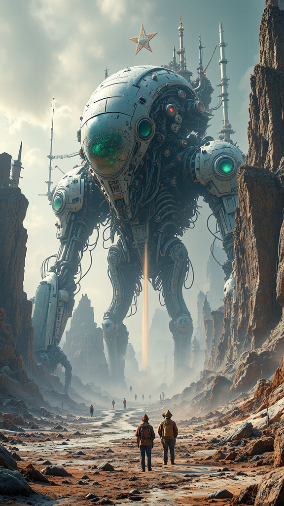 Massive steampunk cyborg alien