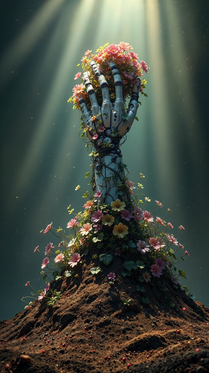 Mechanical arm protruding from