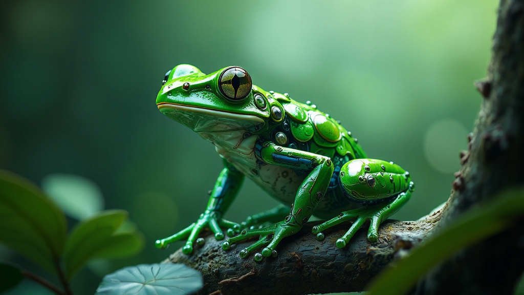 Biomechanical emerald tree frog