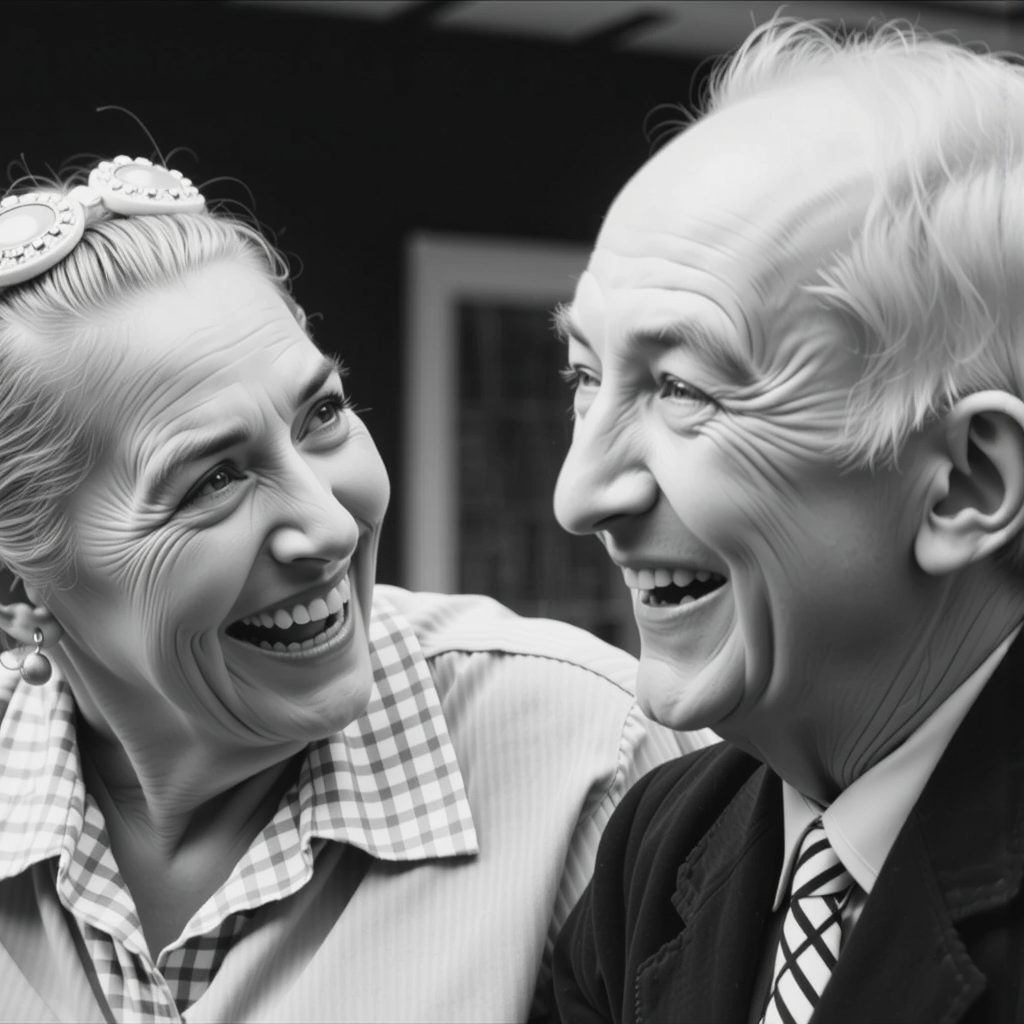Old couple smiling in