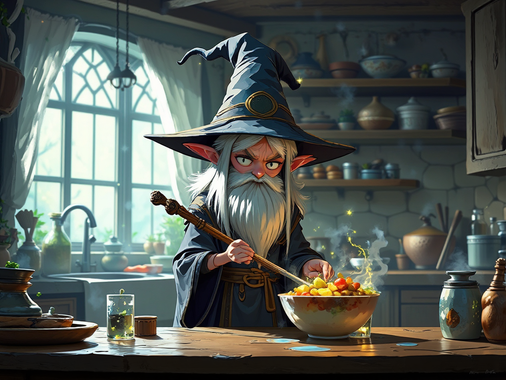 Cartoon wizard in a