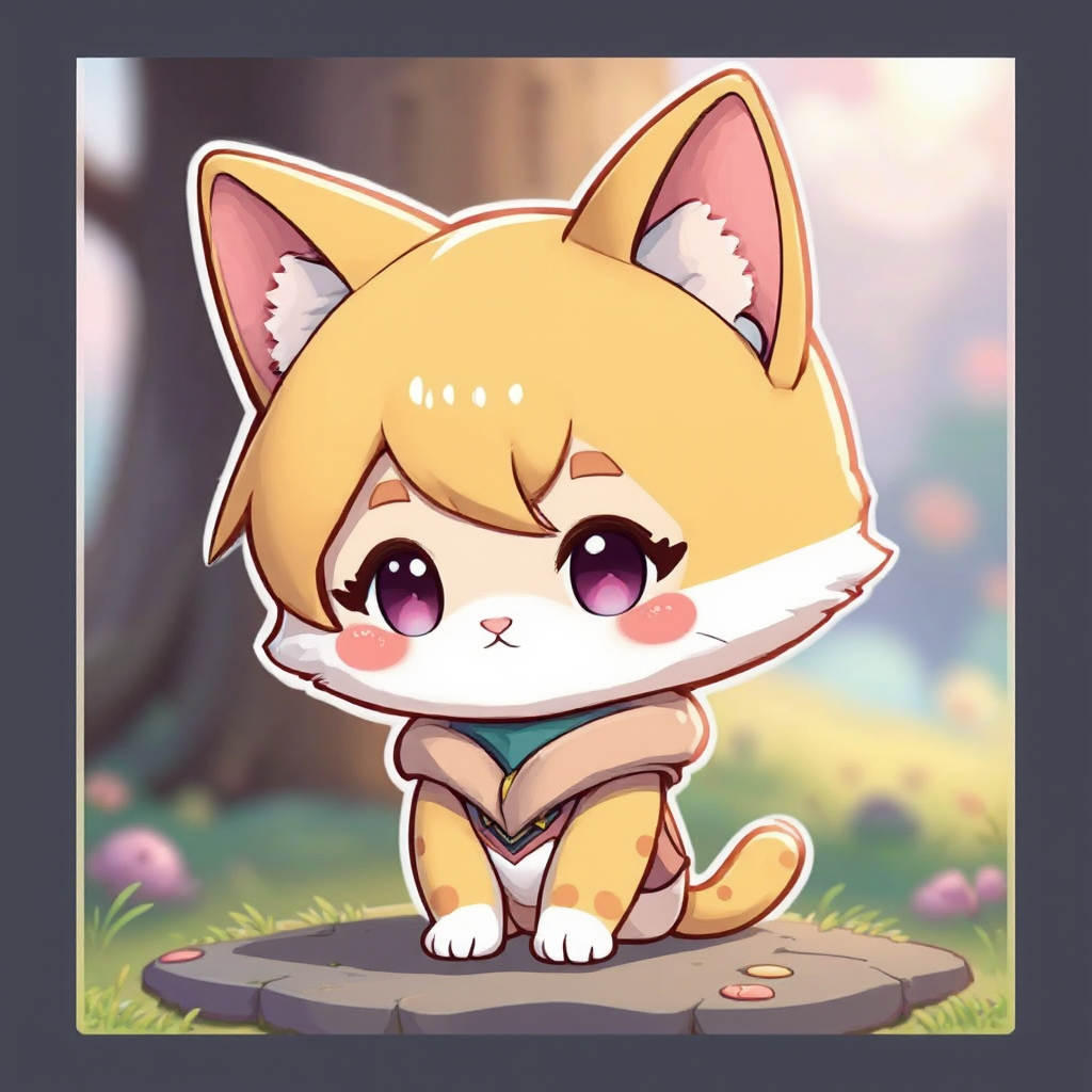 Chibi-style character with cat