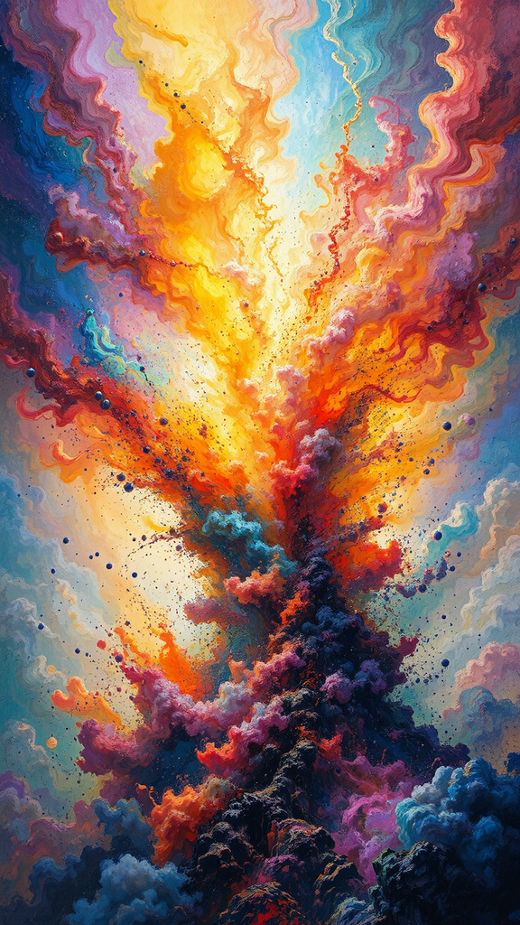 Multicolor nebula with volumetric