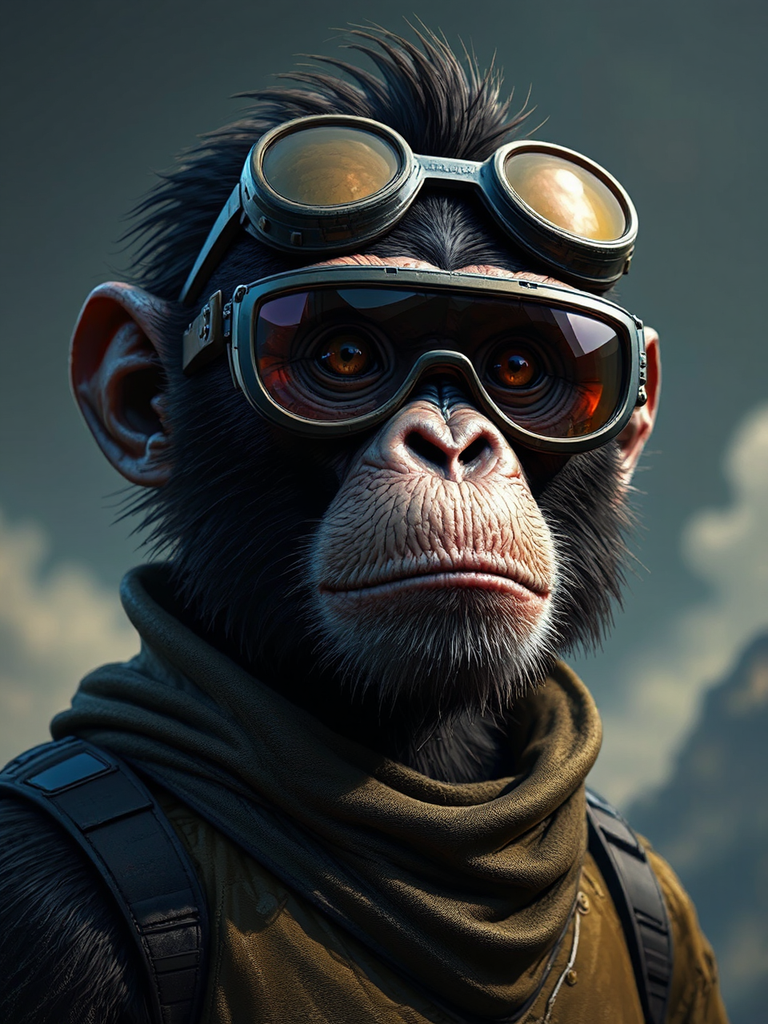 Monkey wearing glasses and