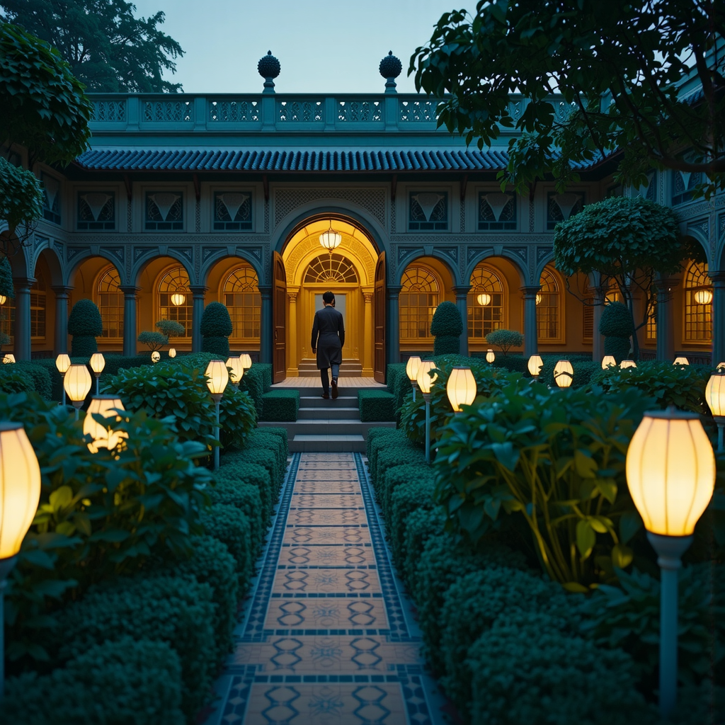 Beautiful garden with ornate