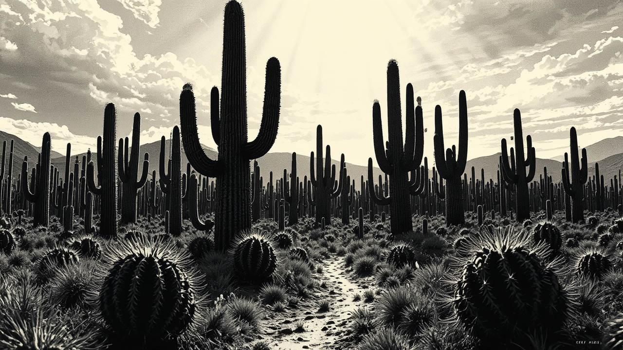 Giant cacti in a
