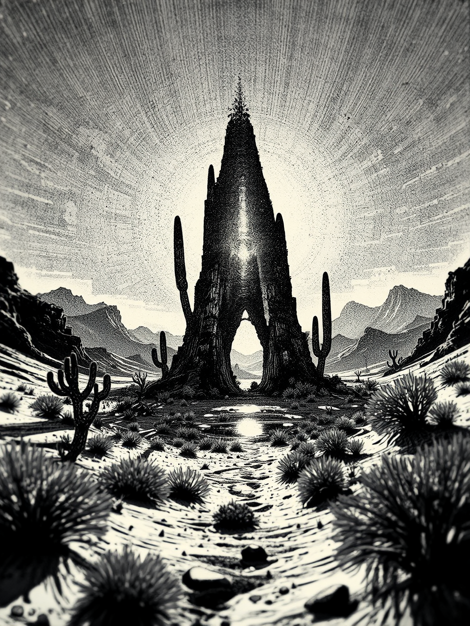 Black and white desert