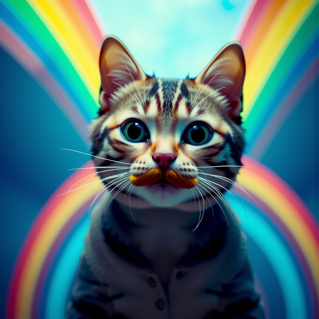Cat with colorful fake