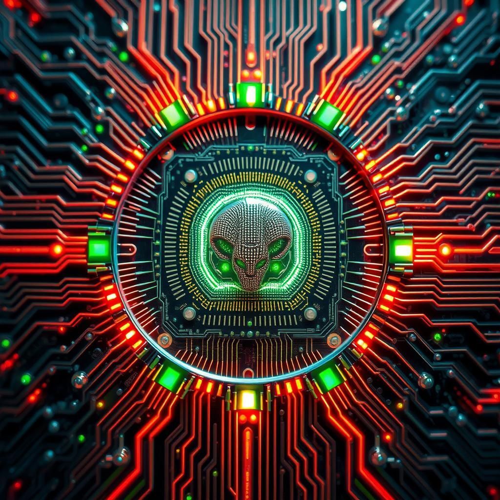 Alien mind control chip, abstract, hdr