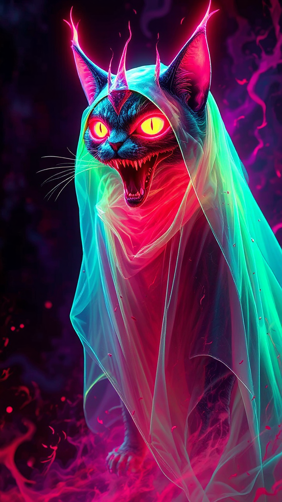 Neon Feline Hellspawn Creature