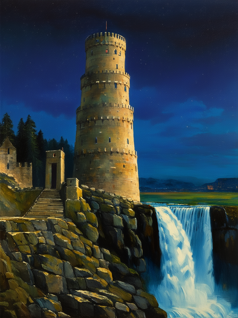 A nighttime scene of
