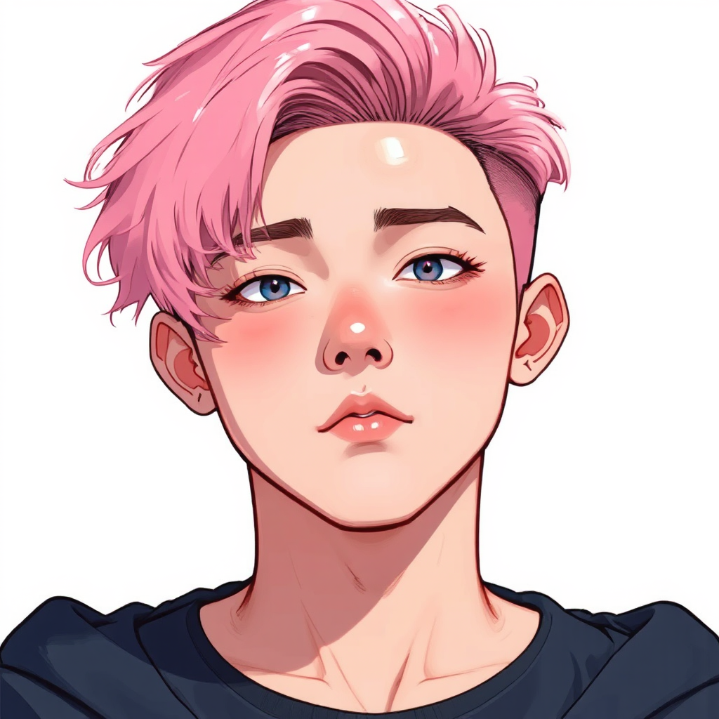 Young man with pink