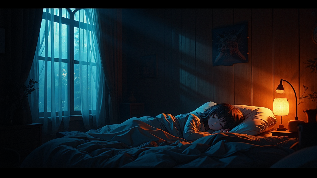 Anime girl sleeps in
