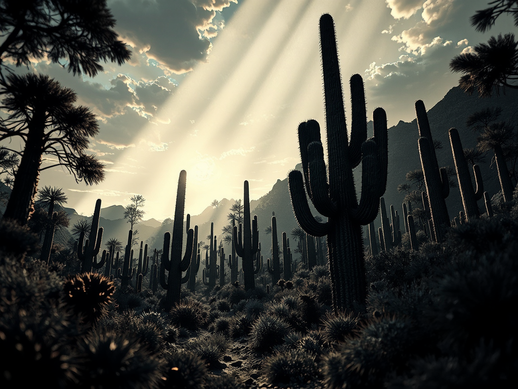 Giant cactus forest at
