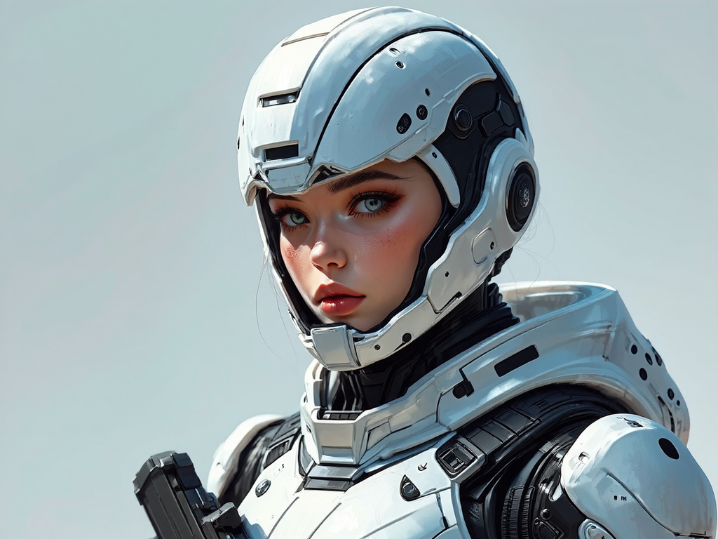 Portrait of female soldier.