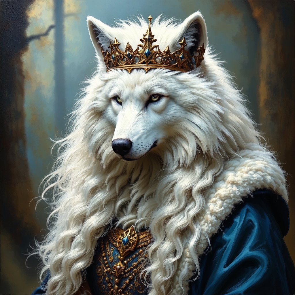 White wolf in regal