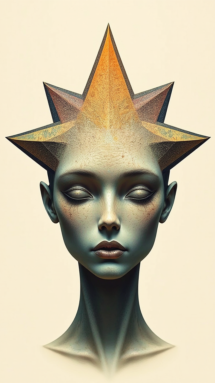 Human head in star