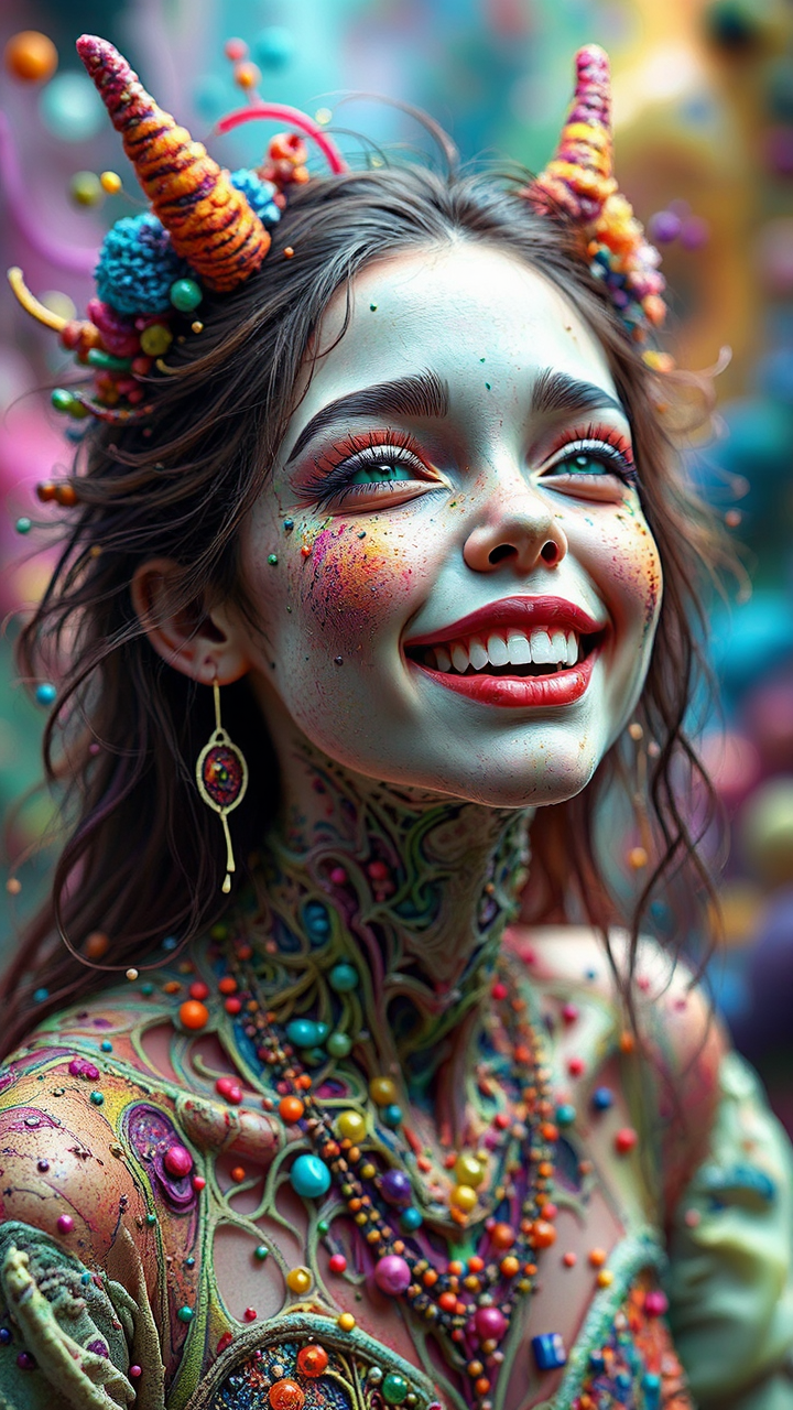 Girl in vibrant, distorted