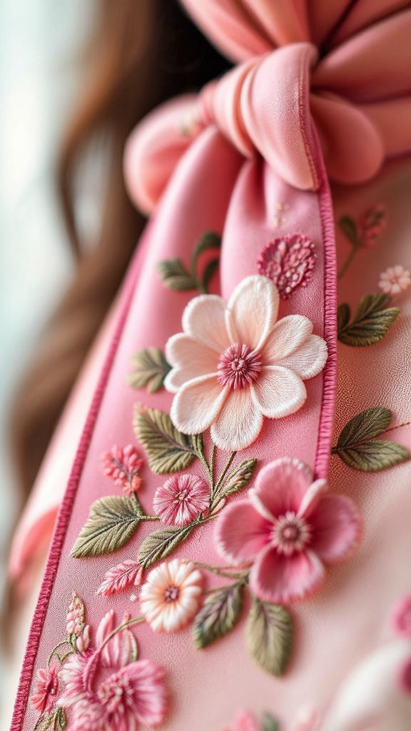 Velvet ribbon with floral