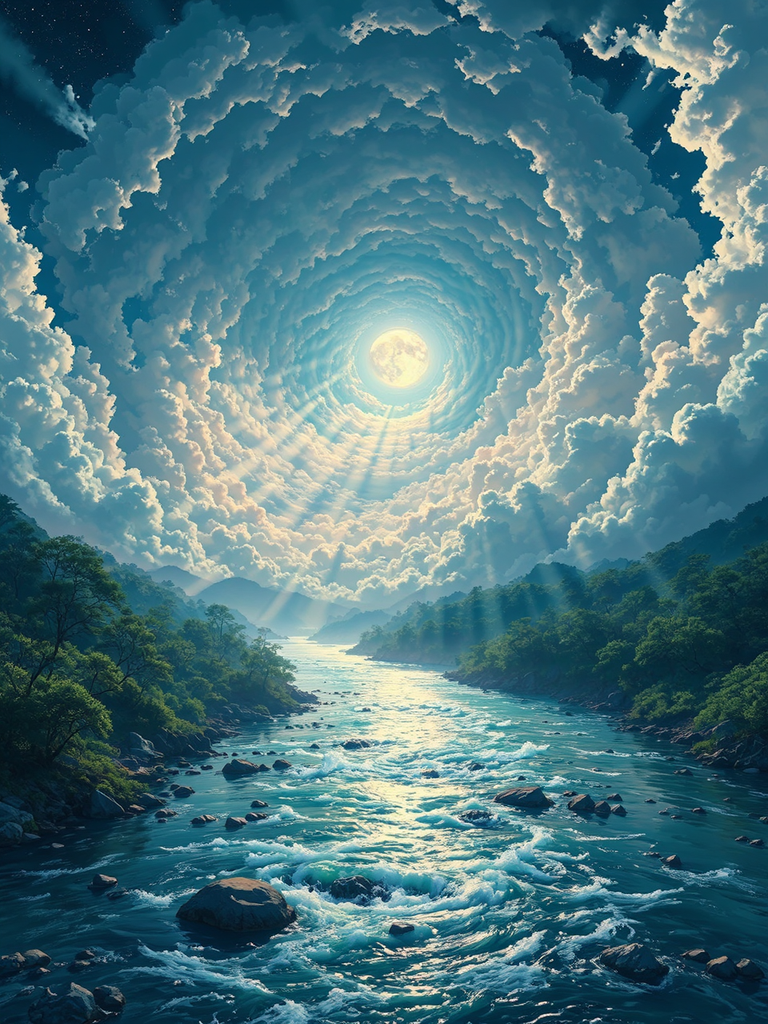 A river with swirling