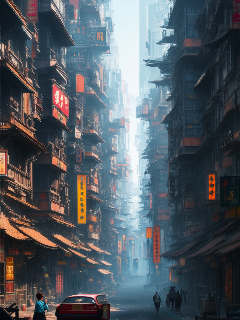 Beautiful cyberpunk cityscape illustration.