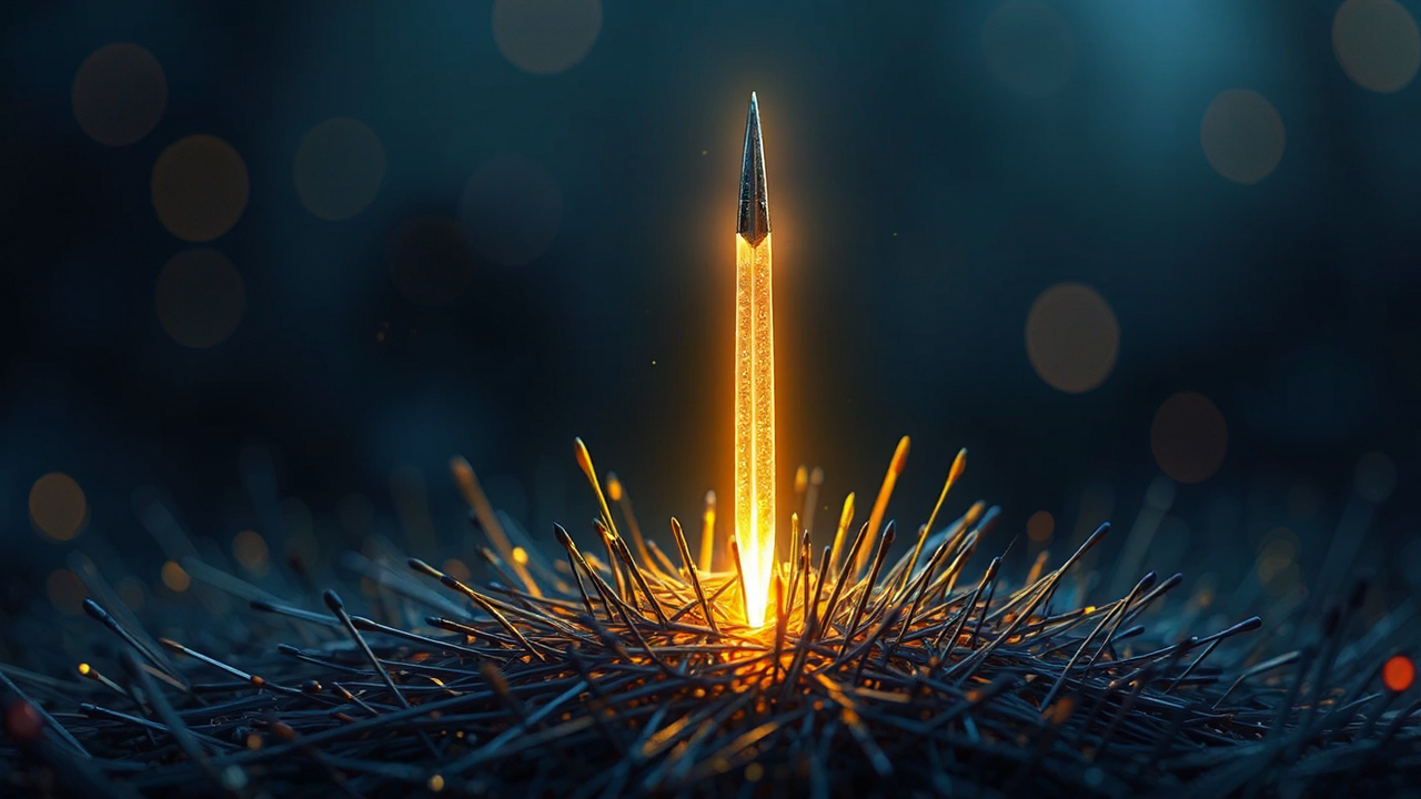 A glowing needle among