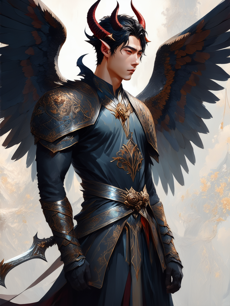 Male tiefling angel in