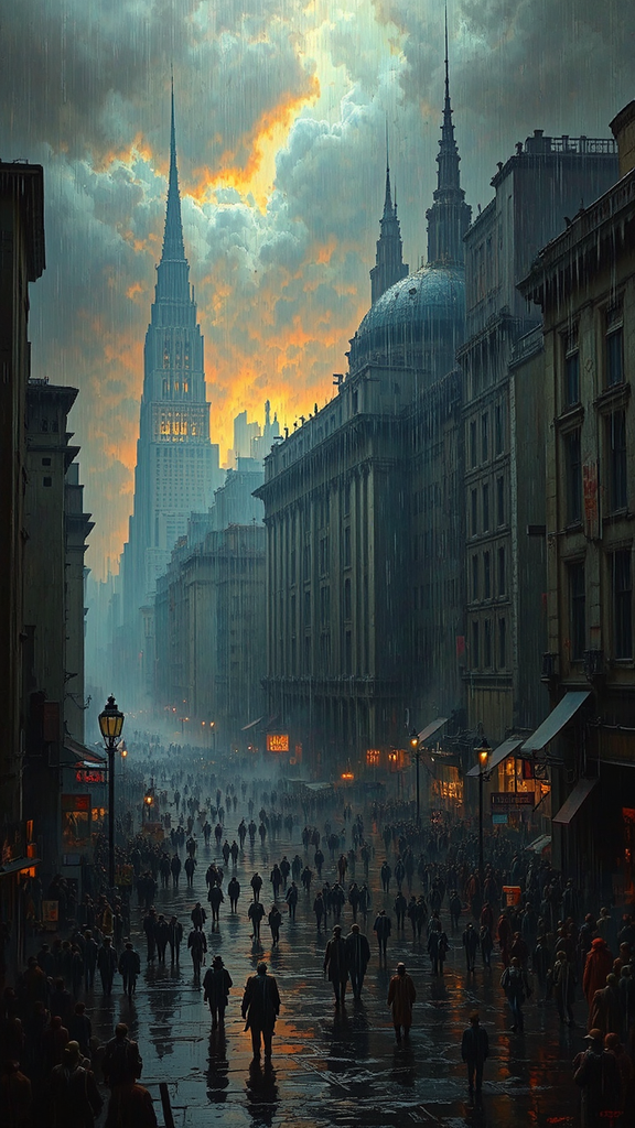 People in a rainy