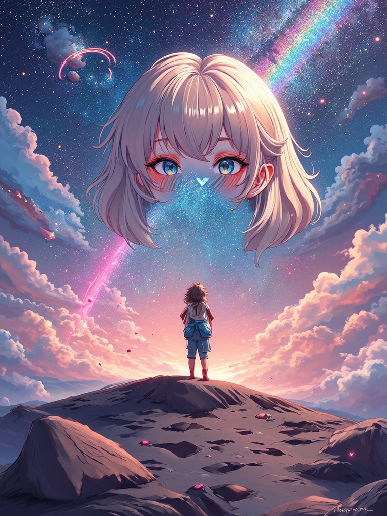 Space exploration with colorful