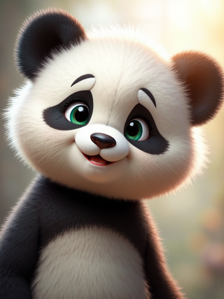 Cute cartoon panda portrait