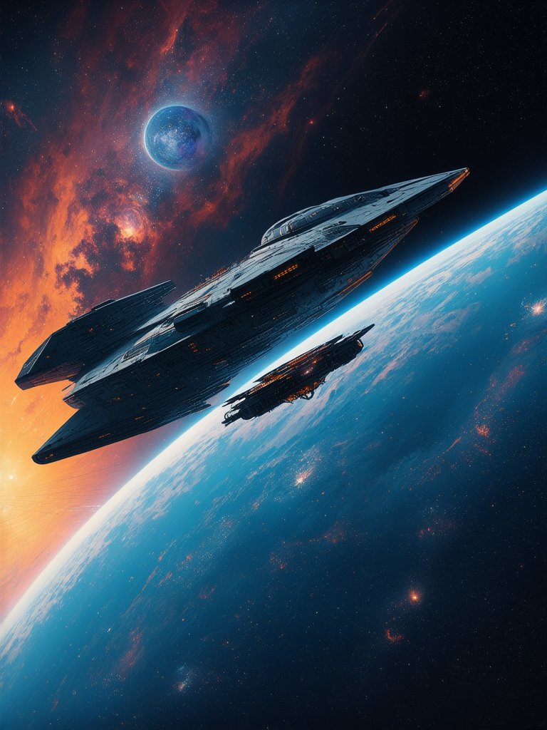 A spaceship crosses a