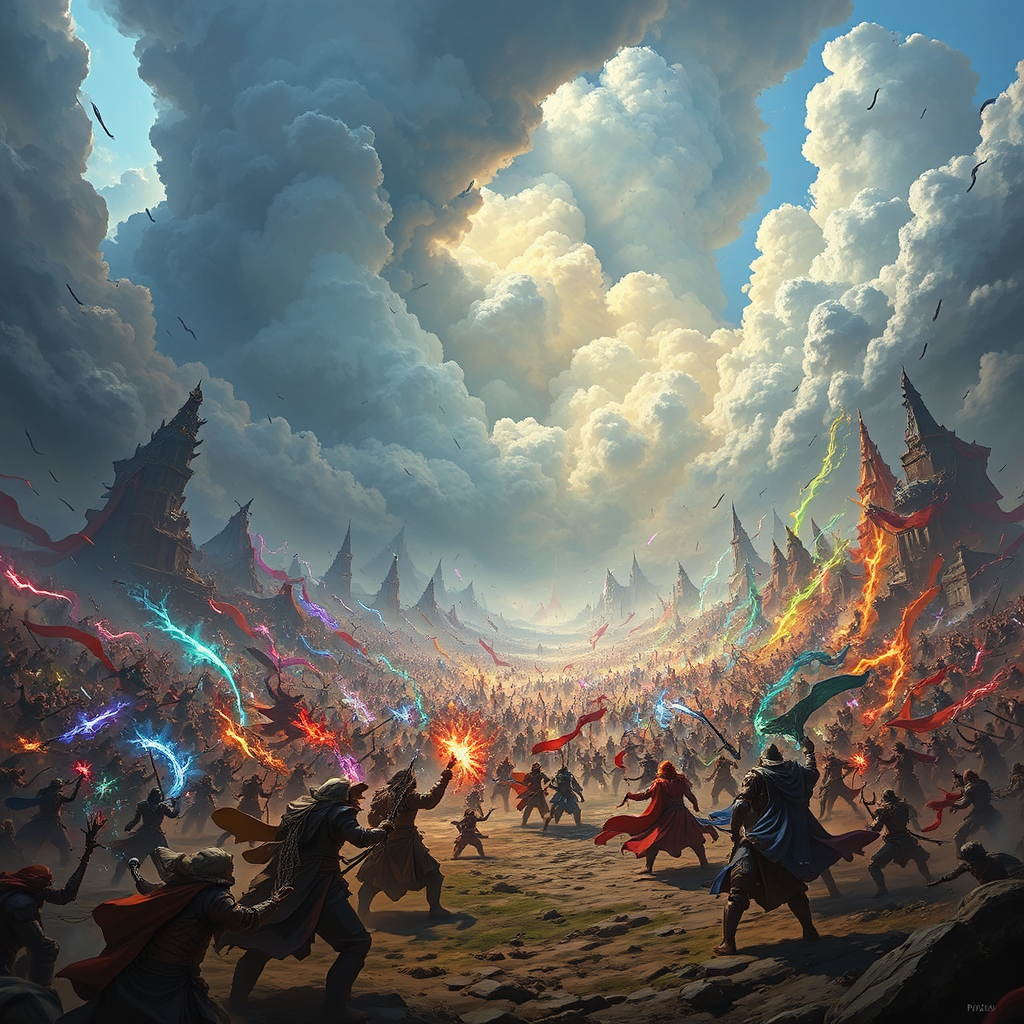 An enormous fantasy battle