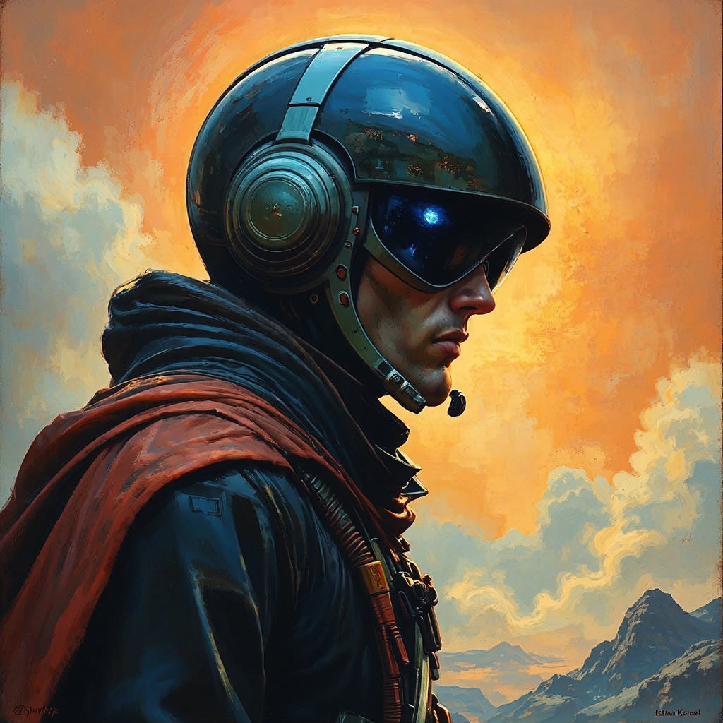 Pilot in dark futuristic