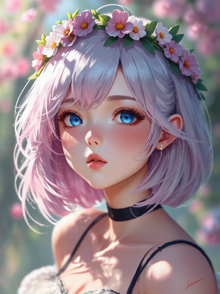 Anime pixie with flower