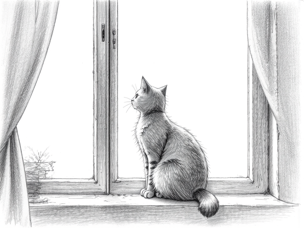 Cute cat sitting by