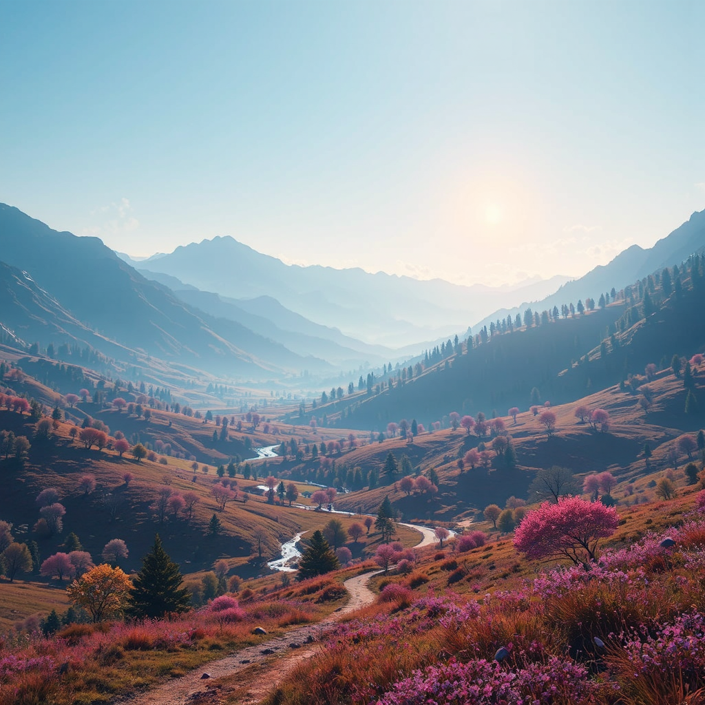 Peaceful landscape with highly