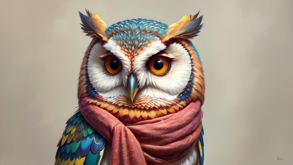 Japanese owl in colorful