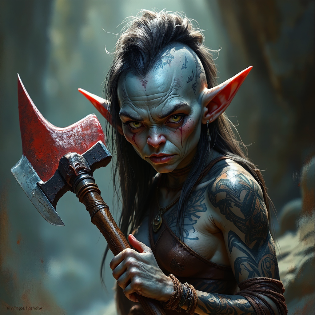 Female goblin with red