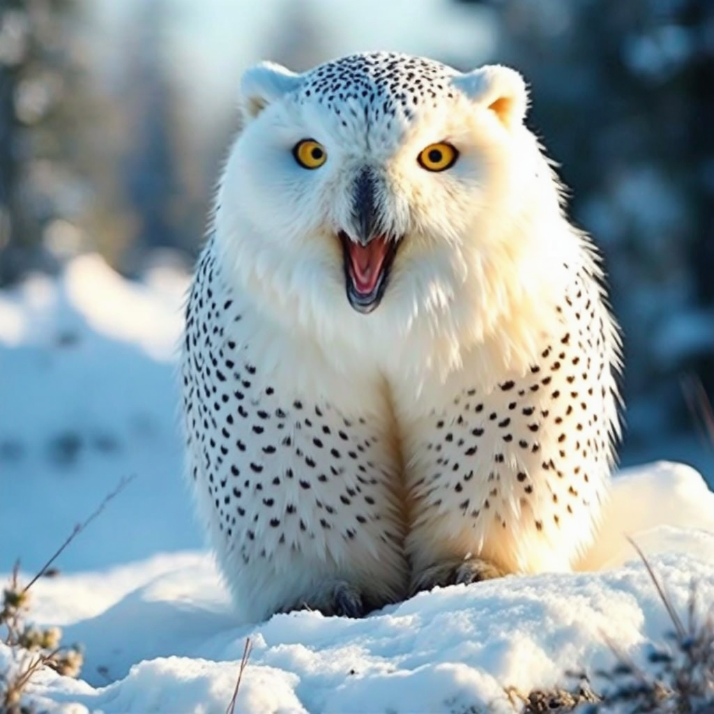 Grizzly bear and owl