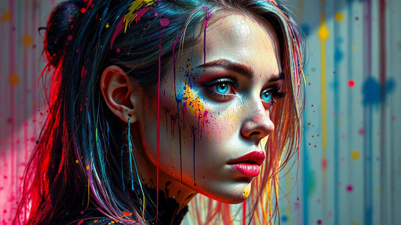 Cyberpunk female figure in
