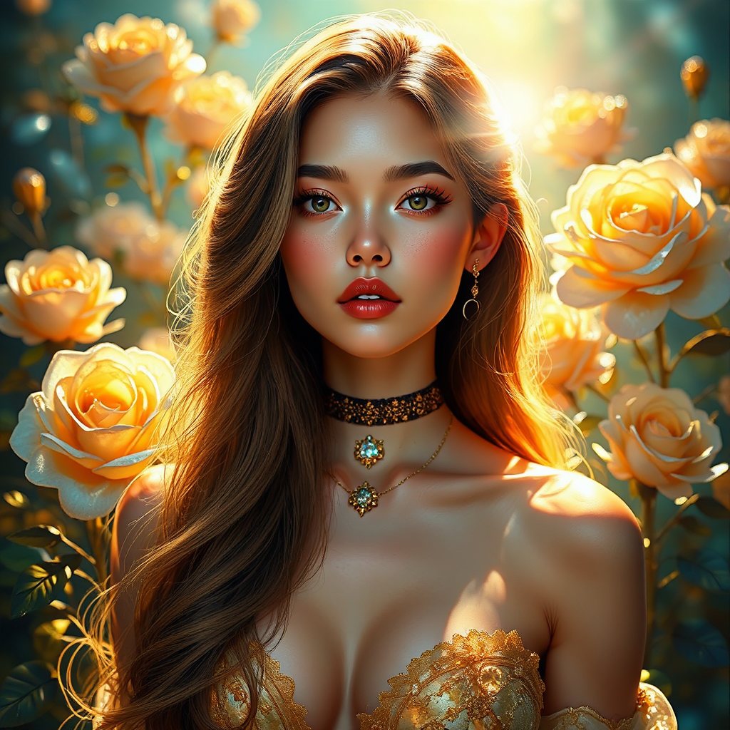 Beautiful woman with golden