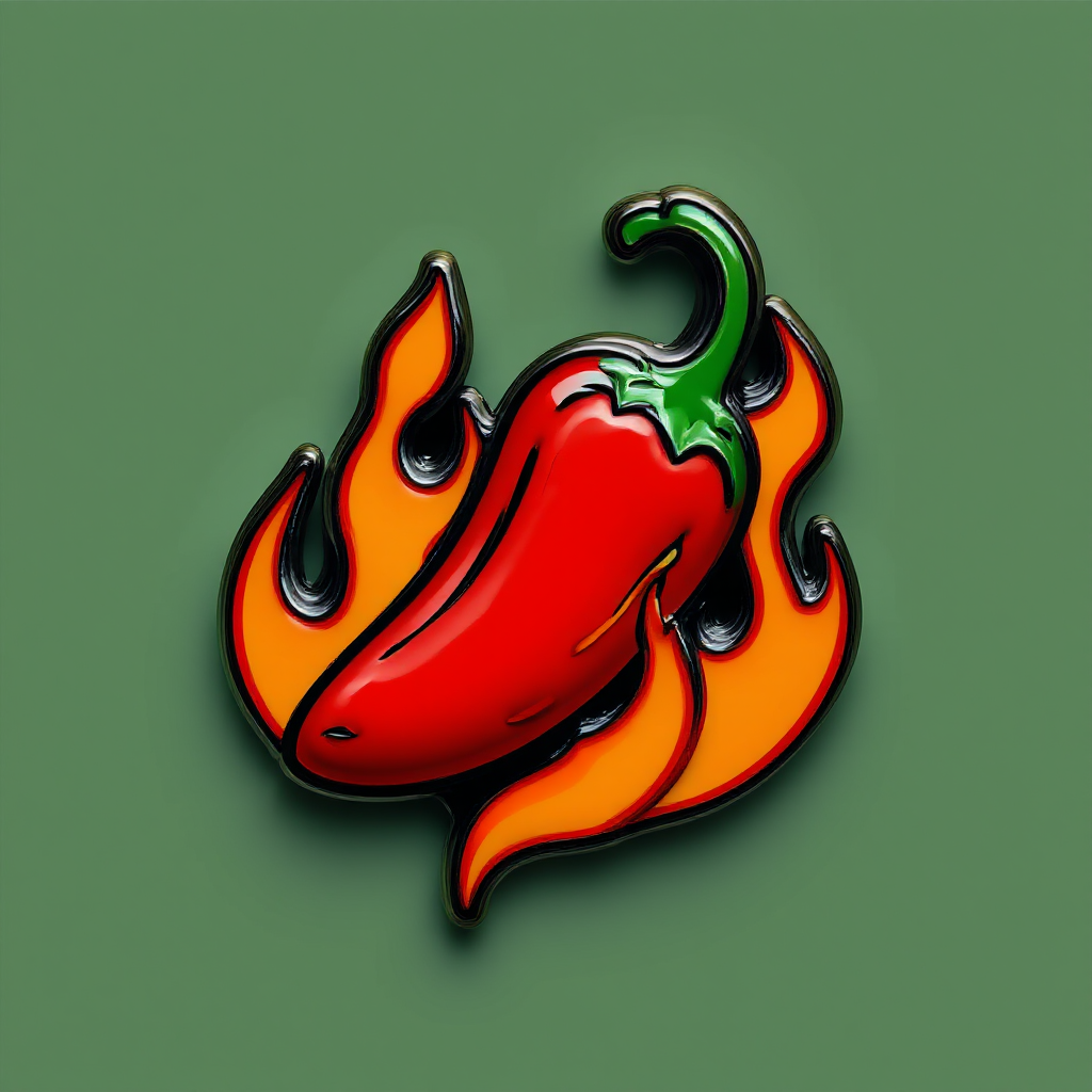 Retro-style jalapeno with fiery
