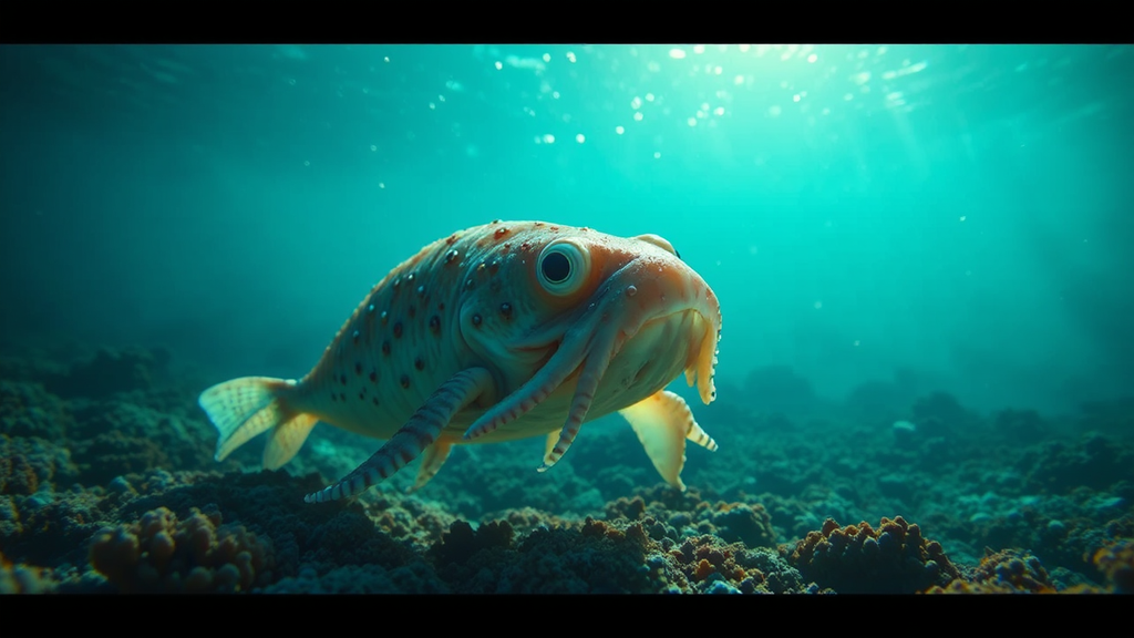 A cuttlefish swimming in