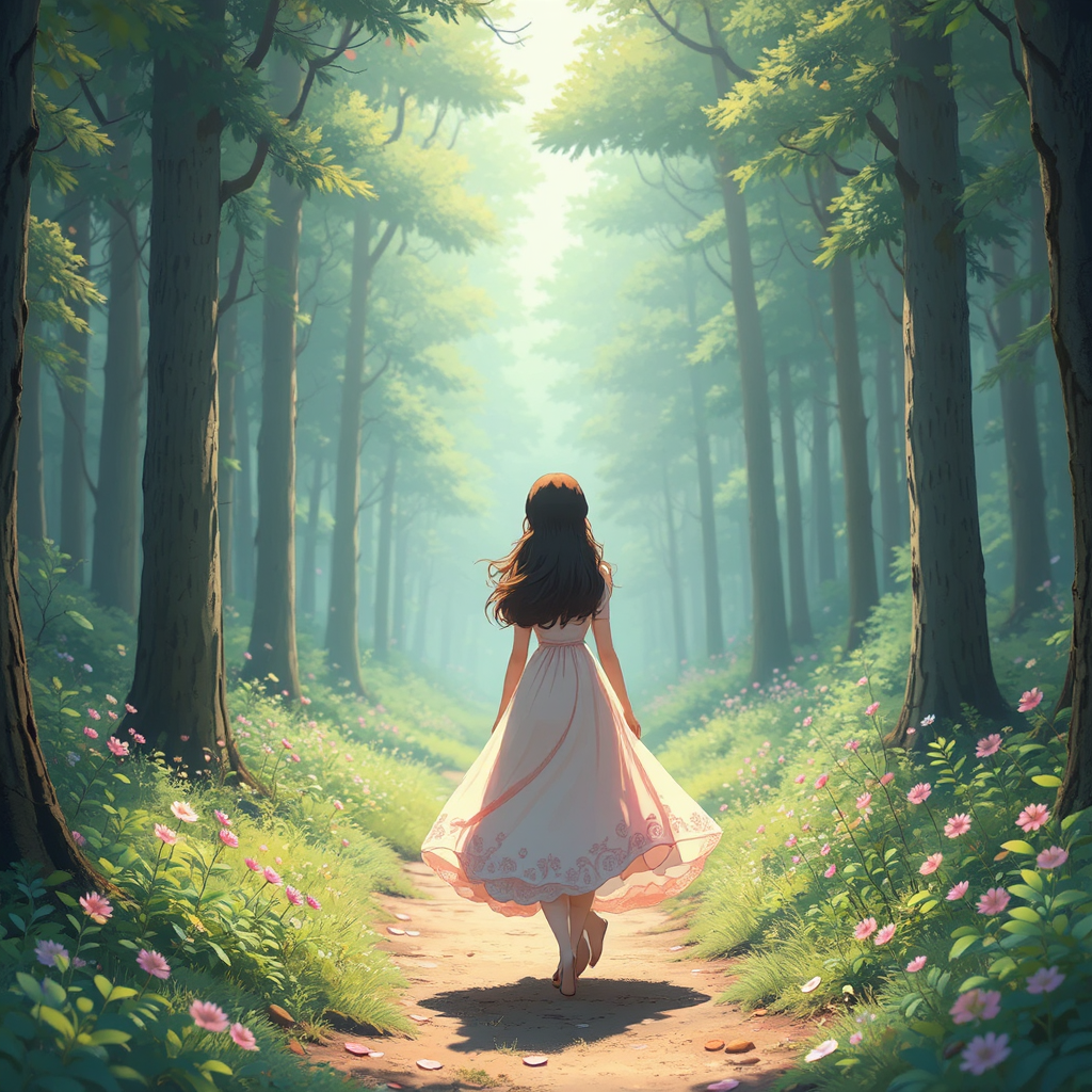 Adorable woman walks through