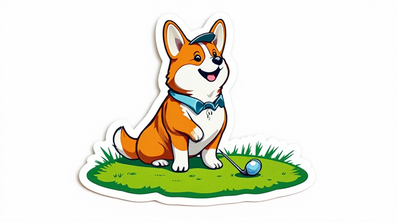 Corgi wearing golf attire.