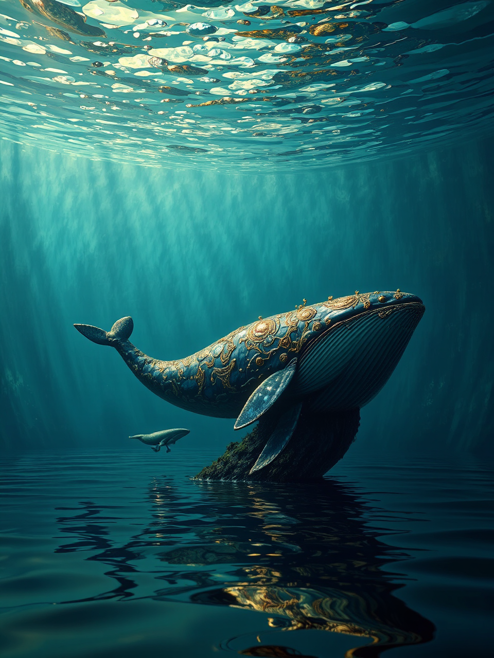 Whale in decorative underwater