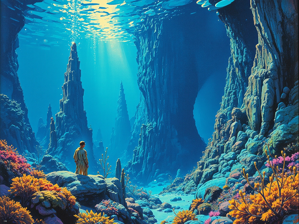 A blue underwater abyss