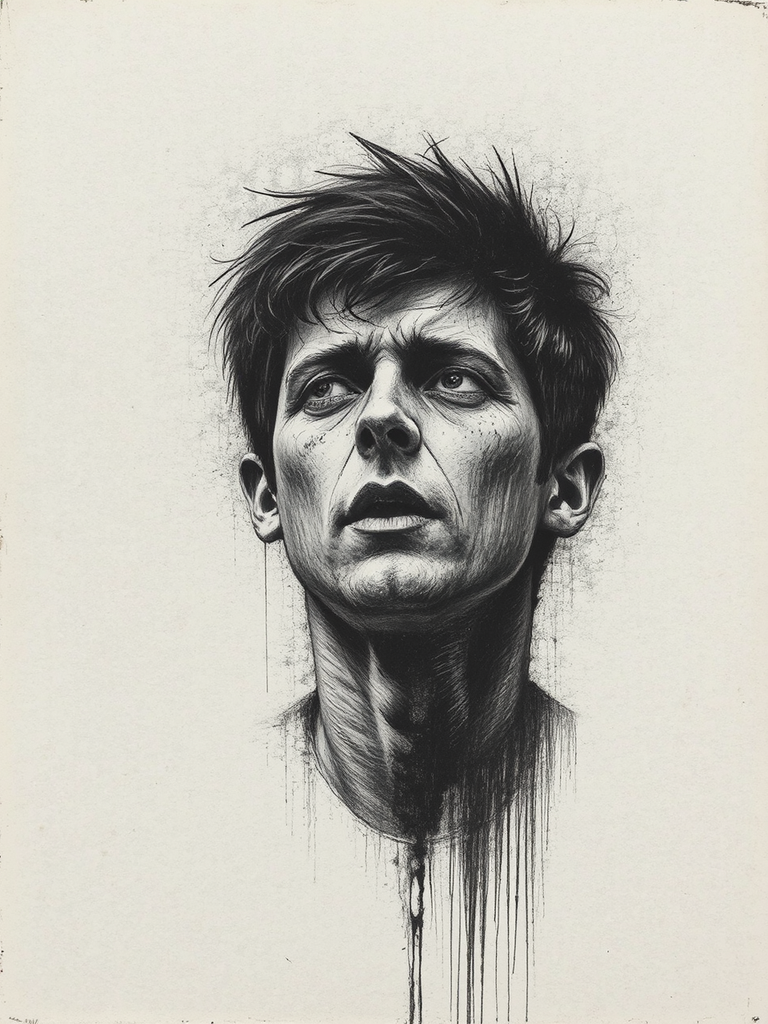 Charcoal drawing on a