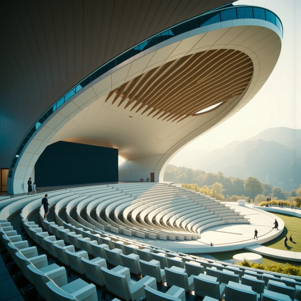 A futuristic outdoor amphitheater.